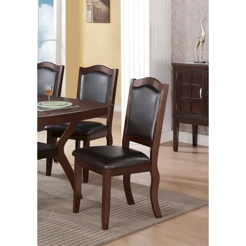 Contemporary Rubber Wood Dining Chair, Of 2, Brown And Black