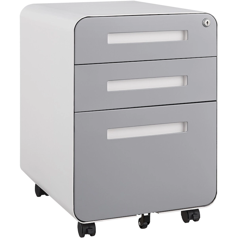 3-Drawer Mobile File Cabinet with 5 Wheel and Lock