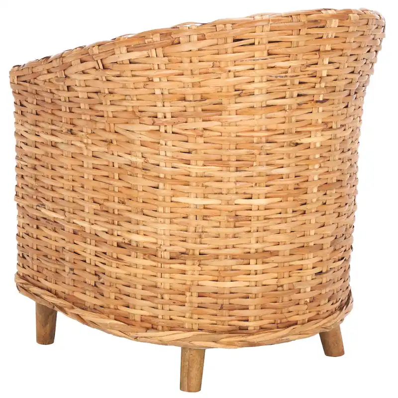 SAFAVIEH Charla Rattan Barrel Chair with Cushion - 29.1 x 27.2 x 32.7 - 29Wx27Dx33H