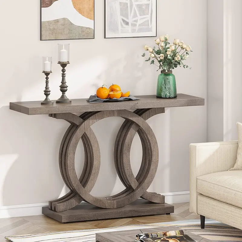 Farmhouse Console Sofa Table, 55 Inches Entryway Hallway Foyer Table