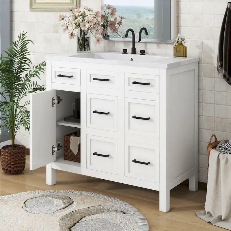 Bathroom Vanity Cabinet with Resin Integrated Sink