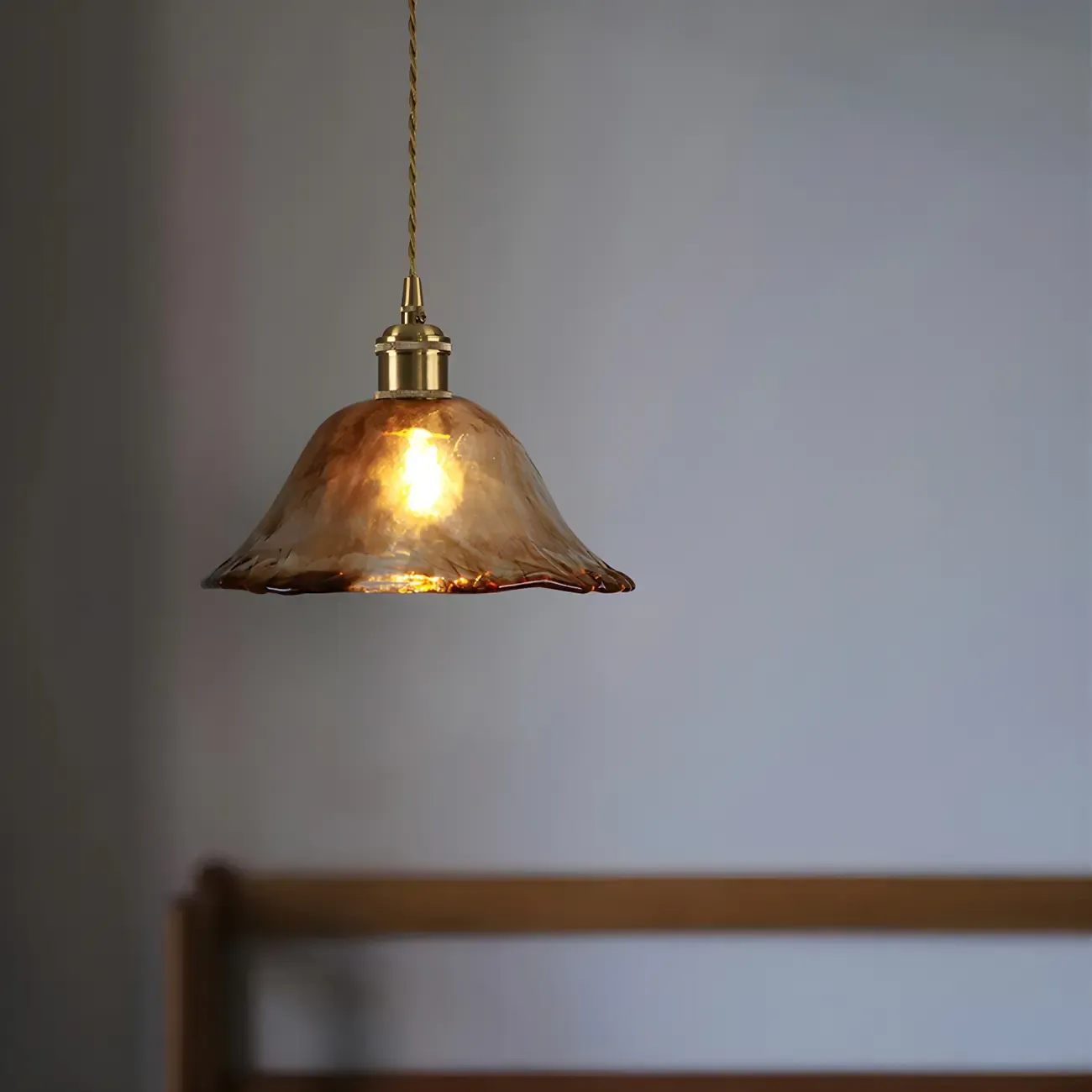 Adjustable Amber Glass Geometric Kitchen Pendant Lighting