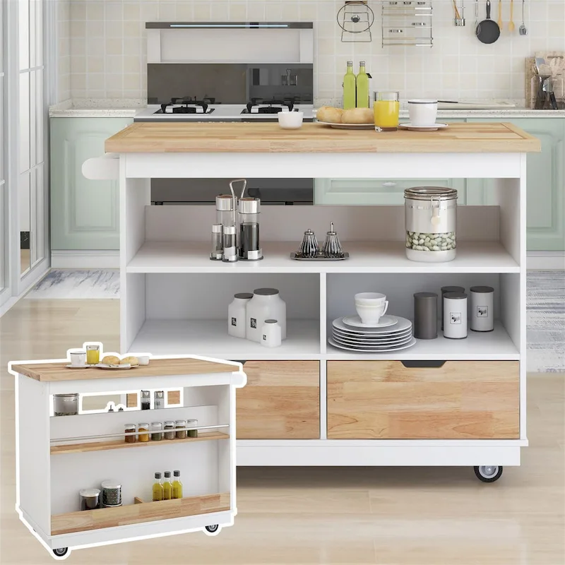 Two-sided Kitchen island Cart on Wheels by Harper&Bright Designs