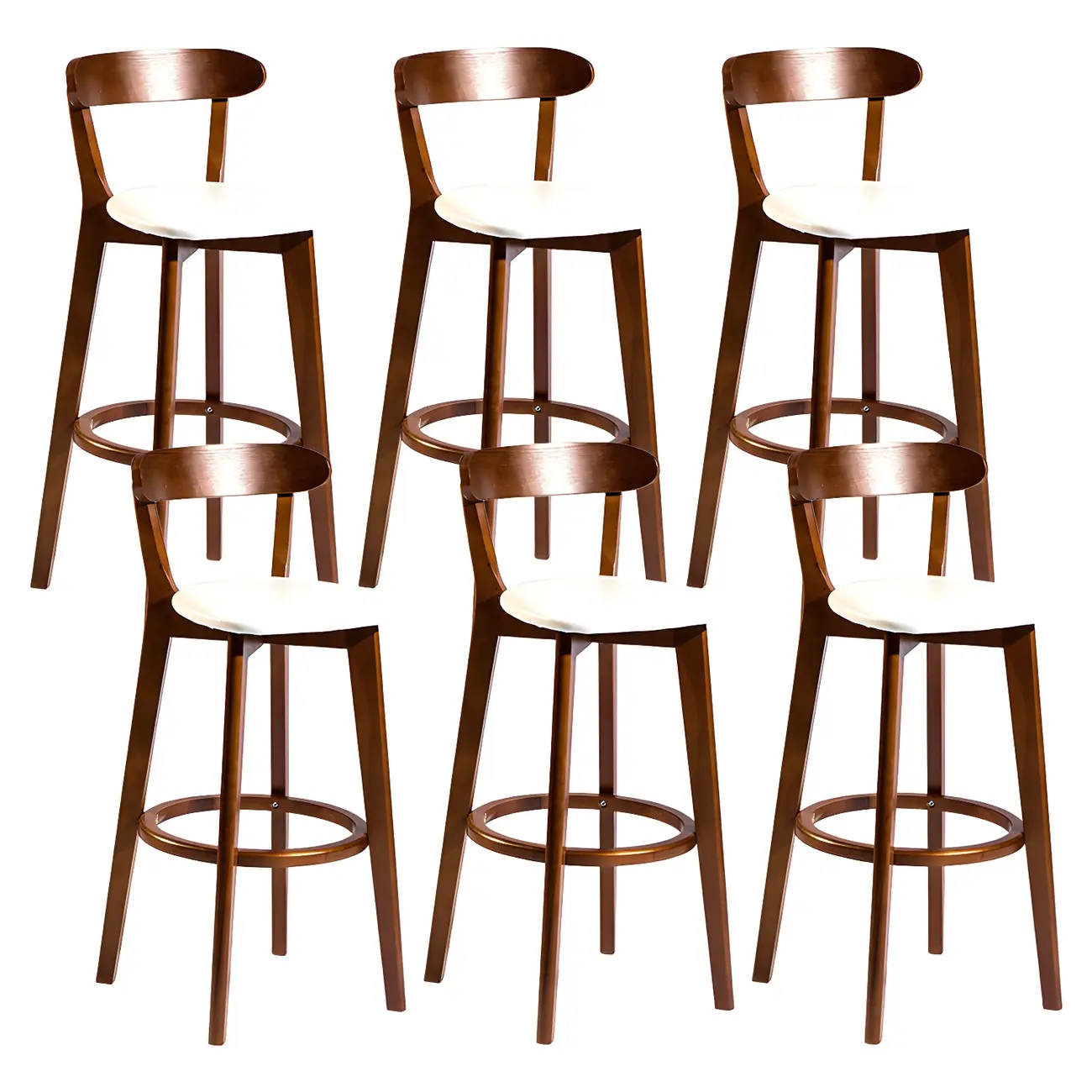 Wooden Upholstered Low Back Bar Height Stools Set of 2