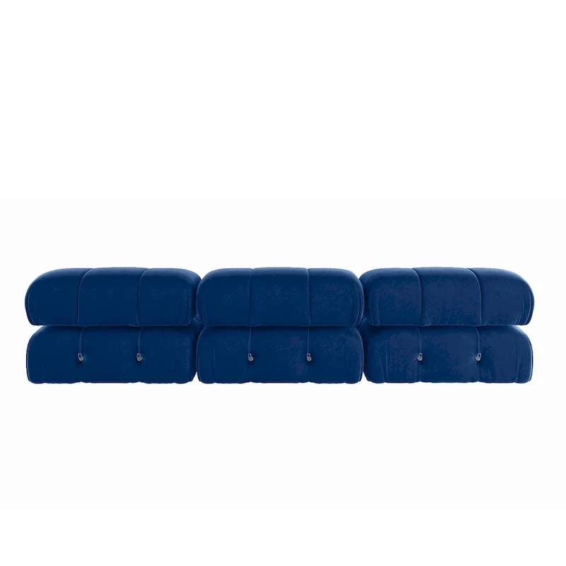 Blue Velvet Upholstered Sofa