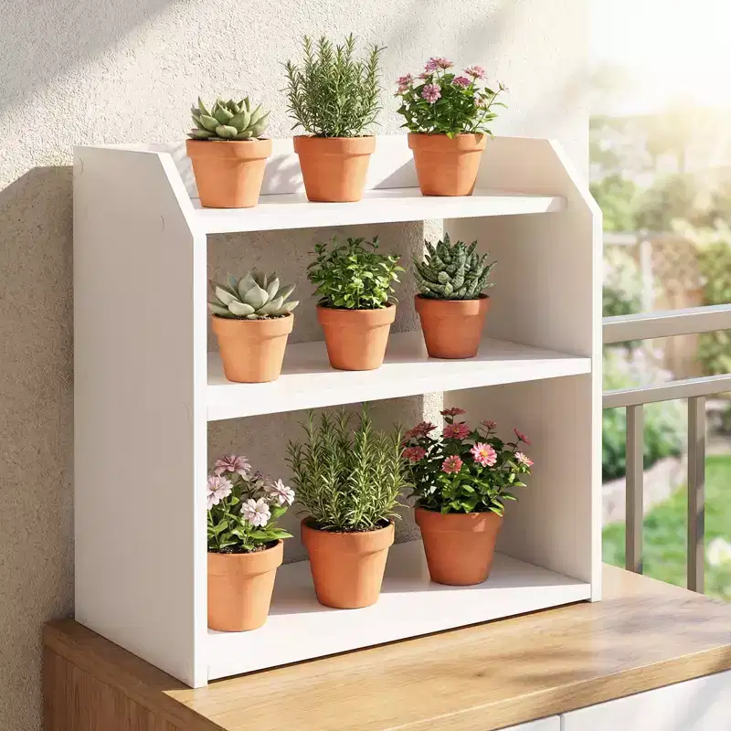 Costway 3-Tier Desktop Bookshelf w/Raised Top Guardrails Space-Saving Desk Display Shelf
