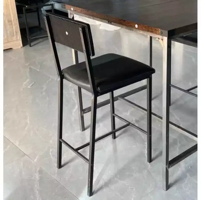 Upholstered High Bar Stools - Iron & Sponge Padding