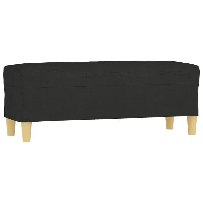 Black Polyester Upholstered Bench, Rectangular, 1-Person