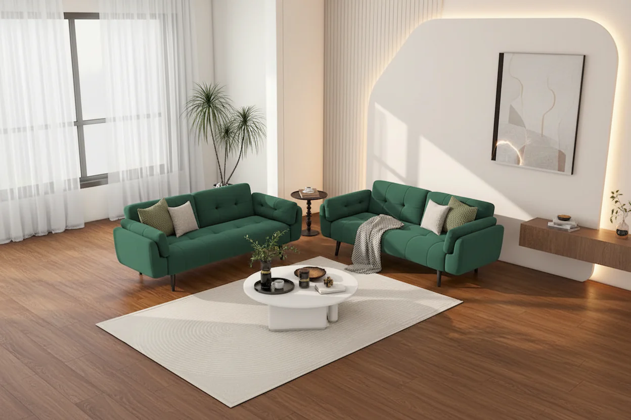 2Set Futon Convertible Sofa Bed Adjustable Reclining Sleeper