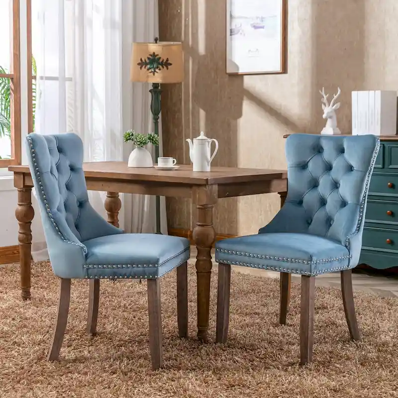 Upholstered Dining Chair with Nailhead Trim, Set of 2 – Multiple Colors