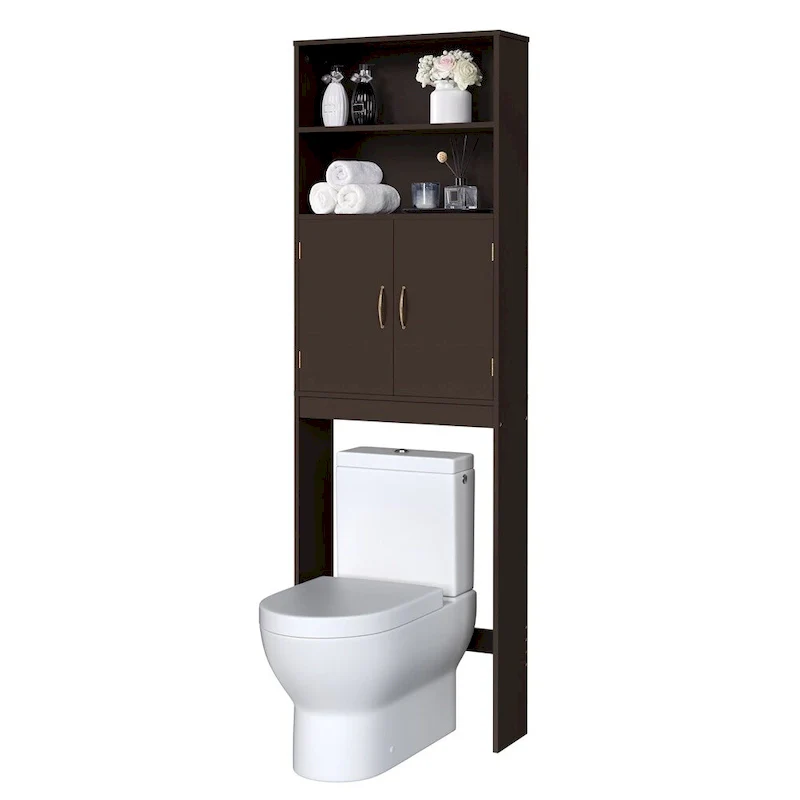 Yaheetech 2-Shelf Bathroom Organizer Over The Toilet,Double Doors