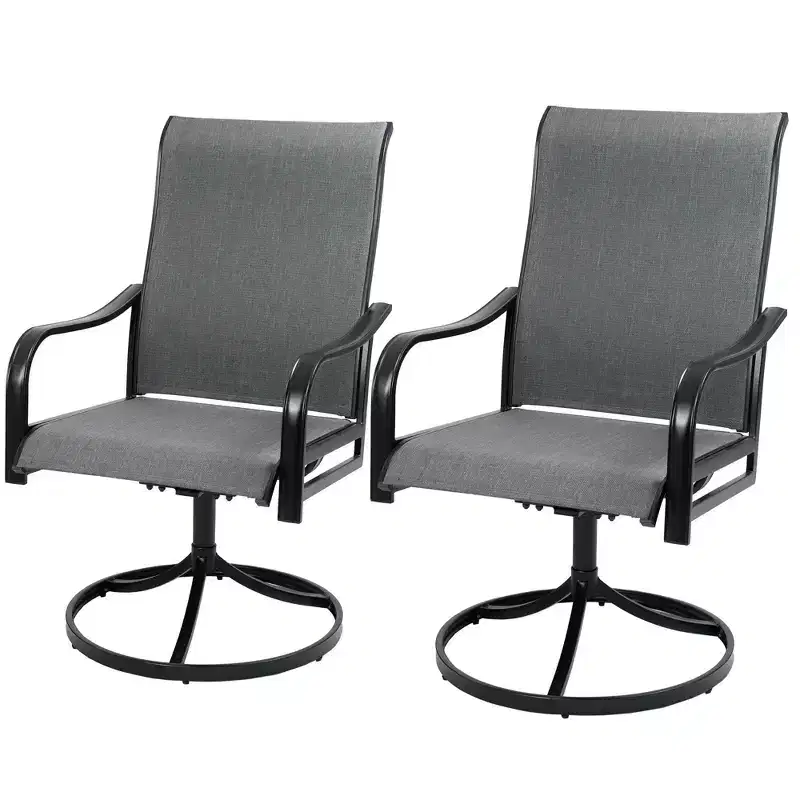 Kozyard 2-Pack Patio Swivel Rocker Dining Chairs  Durable Metal Frame with Comfortable Textilene Fabric, Perfect for Backyard, Deck, or Lawn