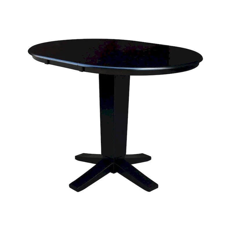36 in Round Top Pedestal Counter Height Dining Table with 12 in Leaf