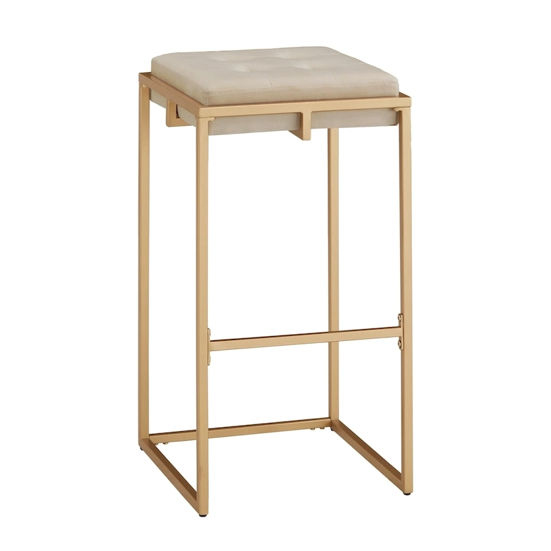 Perdita Gold Finish Velvet Button Tufted Bar Stools (Set of 2) by iNSPIRE Q Bold