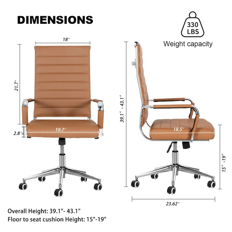 Ergonomic Office Desk Chair PU Leather Height Adjustable Swivel Chair