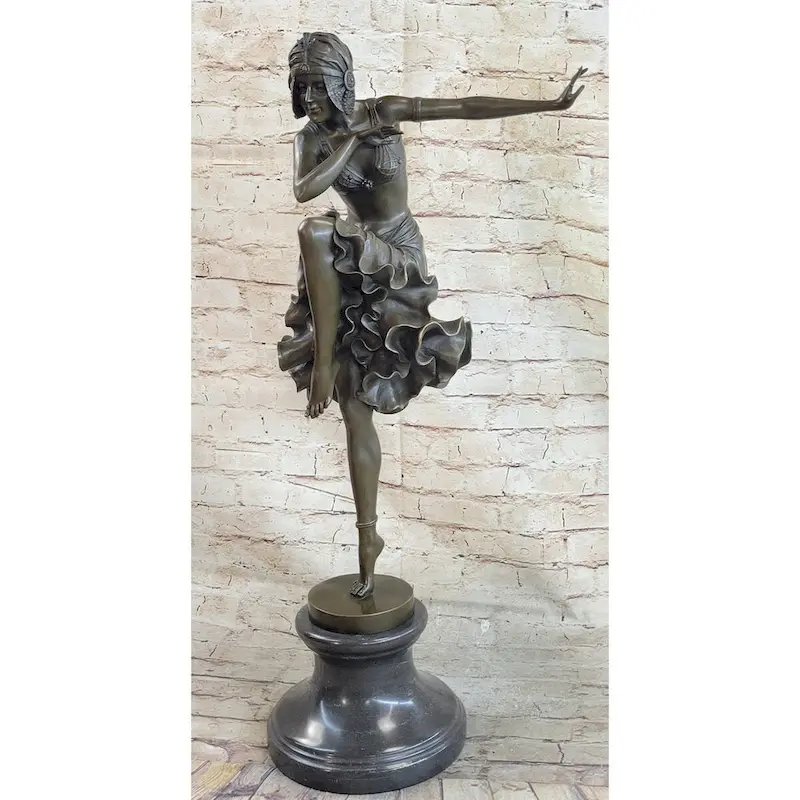 Chiparus Art Deco Bronze Female Dancer Figure Statue Sculpture 27 Inches X 10.5 Inches