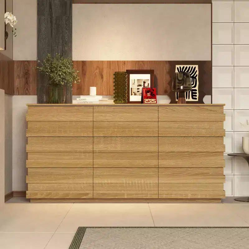 Famapy Modern Horizotal Dresser Nine - Drawer Wood Chest of Closet for Bedroom - Stylish and Spacious Storage