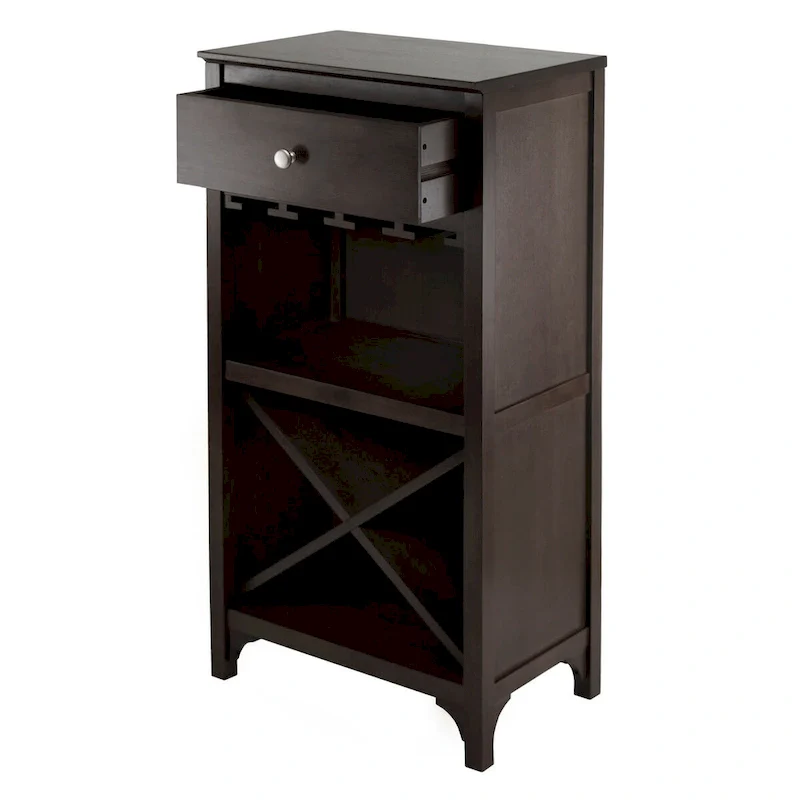 Ancona Wine Cabinet, Espresso - 19.09 x 12.6 x 37.52 inches