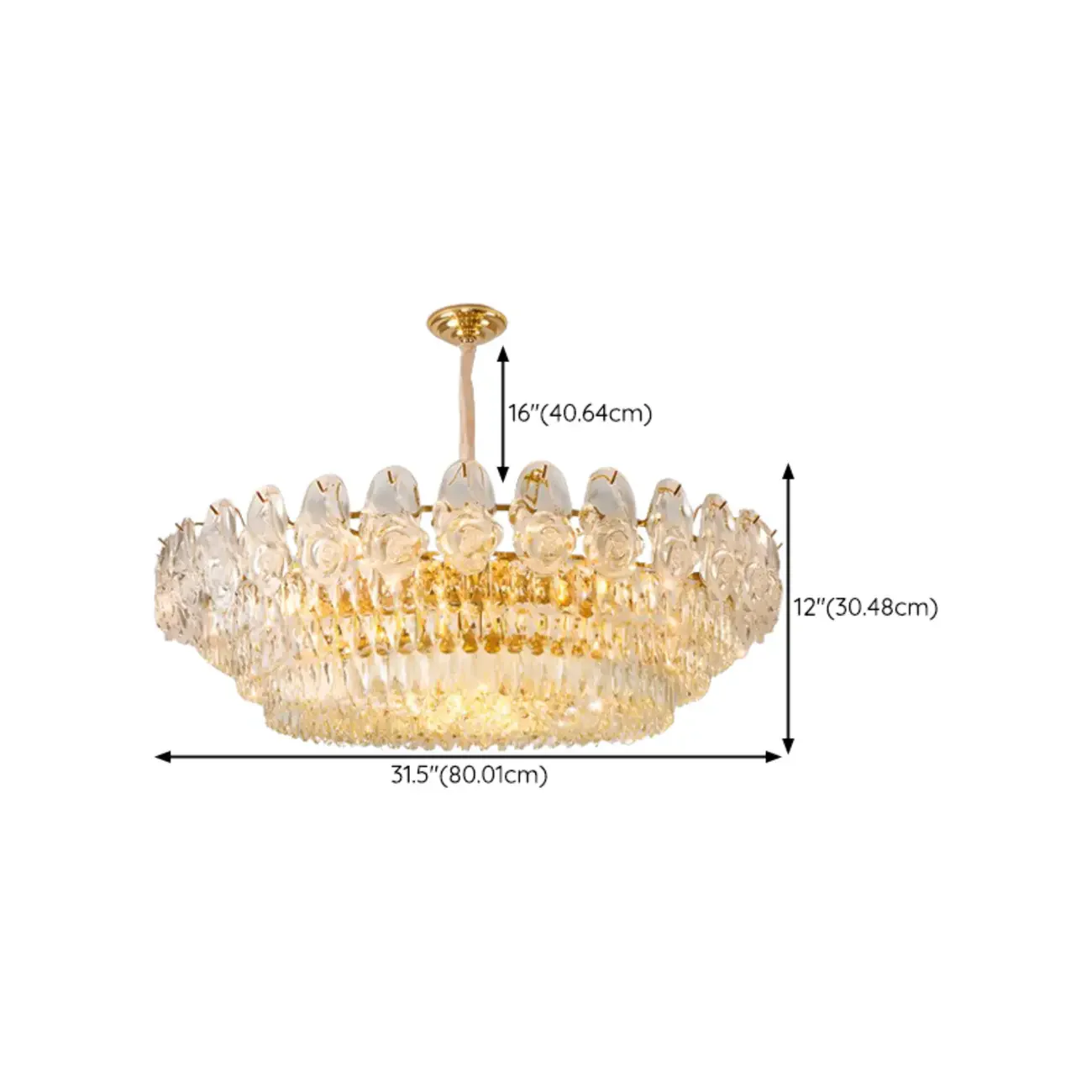 Modern Luxury Gold Tiered Crystal Round Chandelier