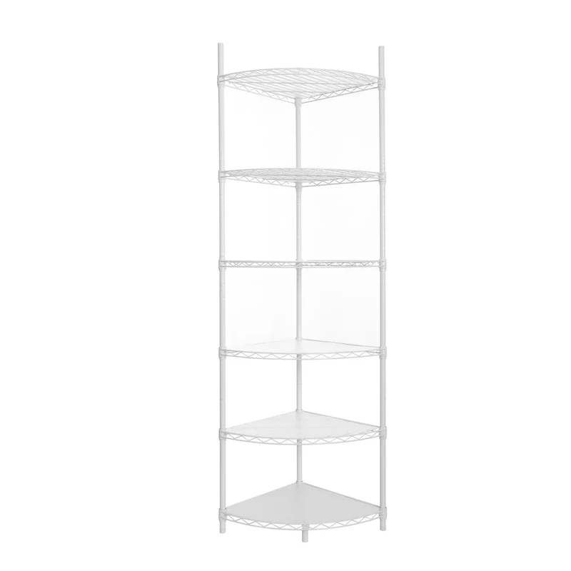 White 6-Tier Corner Wire Storage Shelf