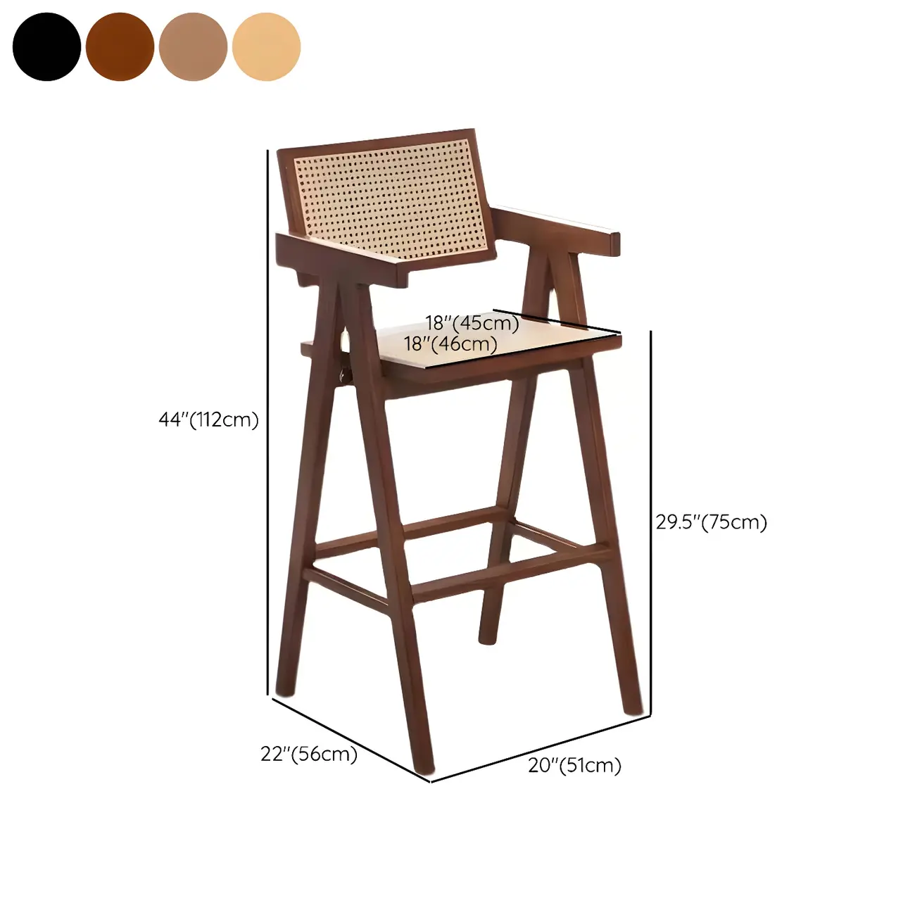 Mid-Century Rattan Square Stackable Counter Height Stools