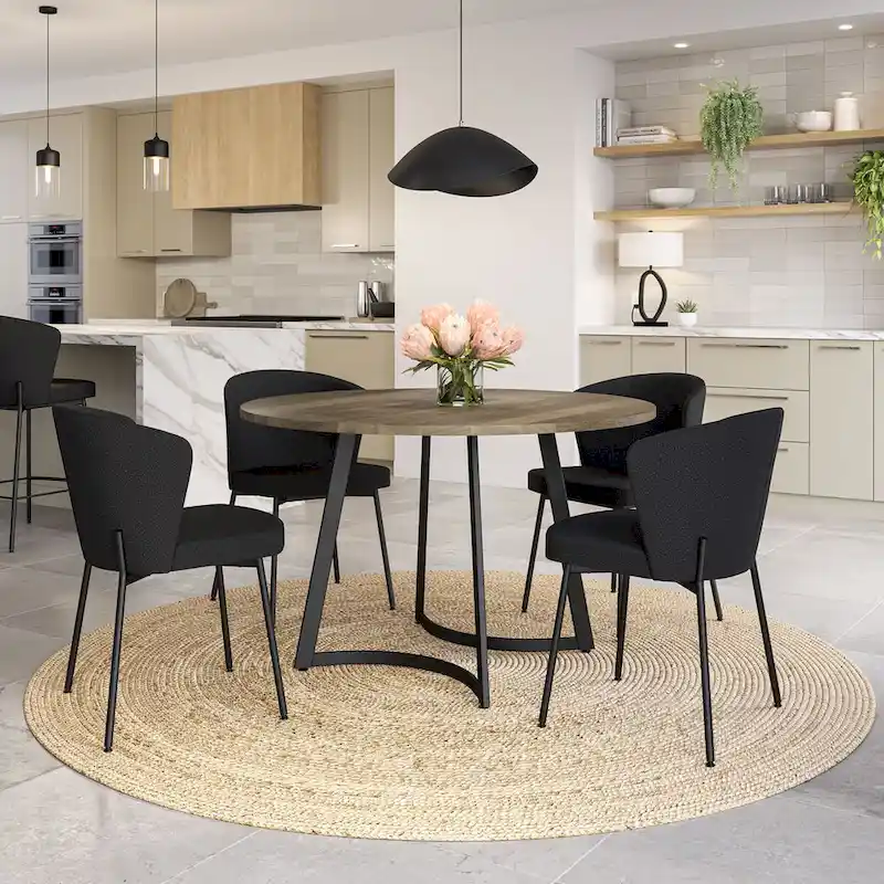 Amisco Joelle Solid Wood Table and Camilla Chairs 5-Pieces Dining Set