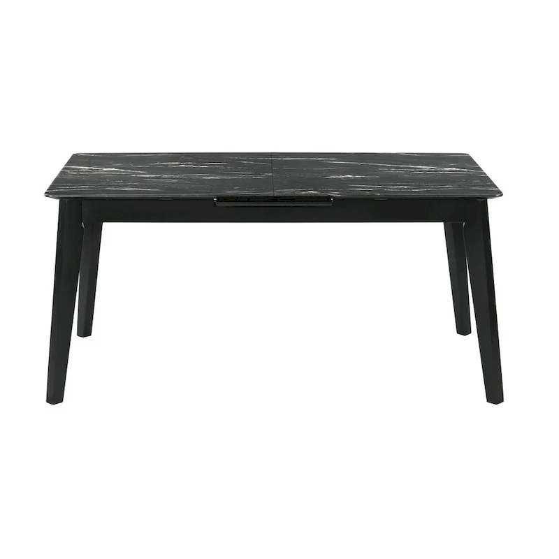 Rectangular Dining Table with Extension Leaf and Faux Marble Finish Top