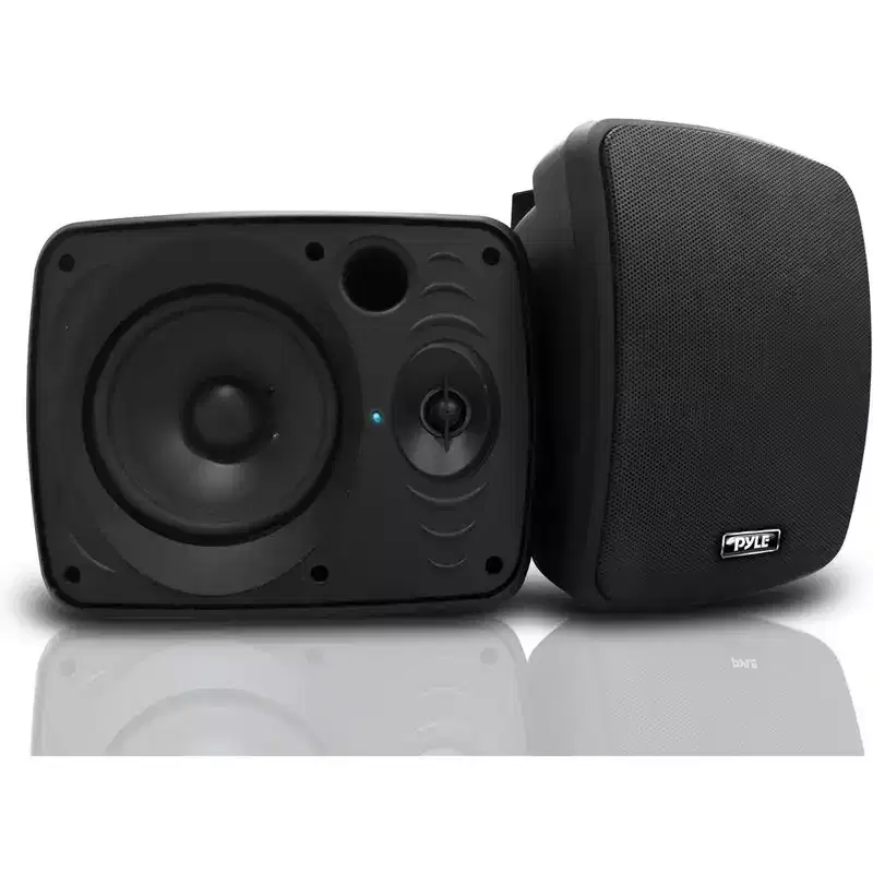 Pyle 5.25 Inch 2 Way Outdoor Waterproof Mountable Wireless Bluetooth Dual Speakers - Black