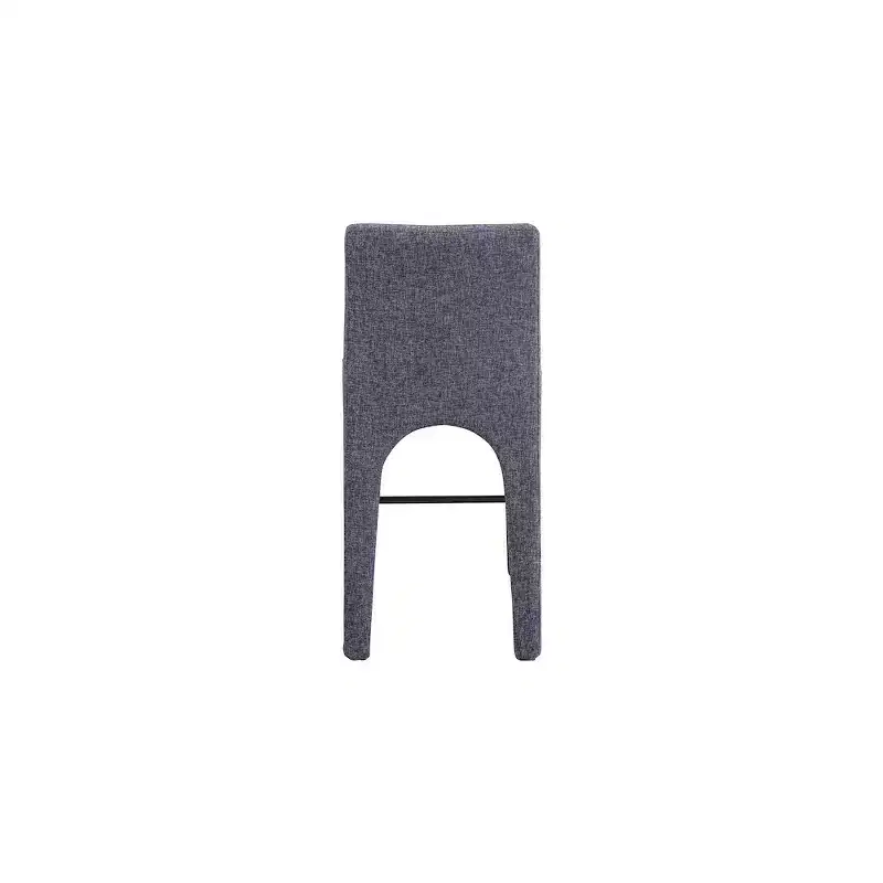 Meridian Furniture,Gramercy Blue Linen Textured Fabric Stool