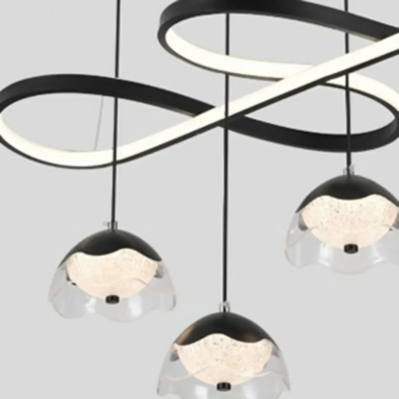 Adjustable 2 Tiers Black Metal 6-Light Dimming Pendant Light