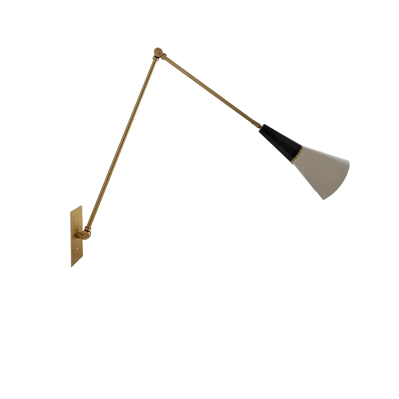 Gold Metal Modern White Aluminum Shade Swing Arm Wall Light