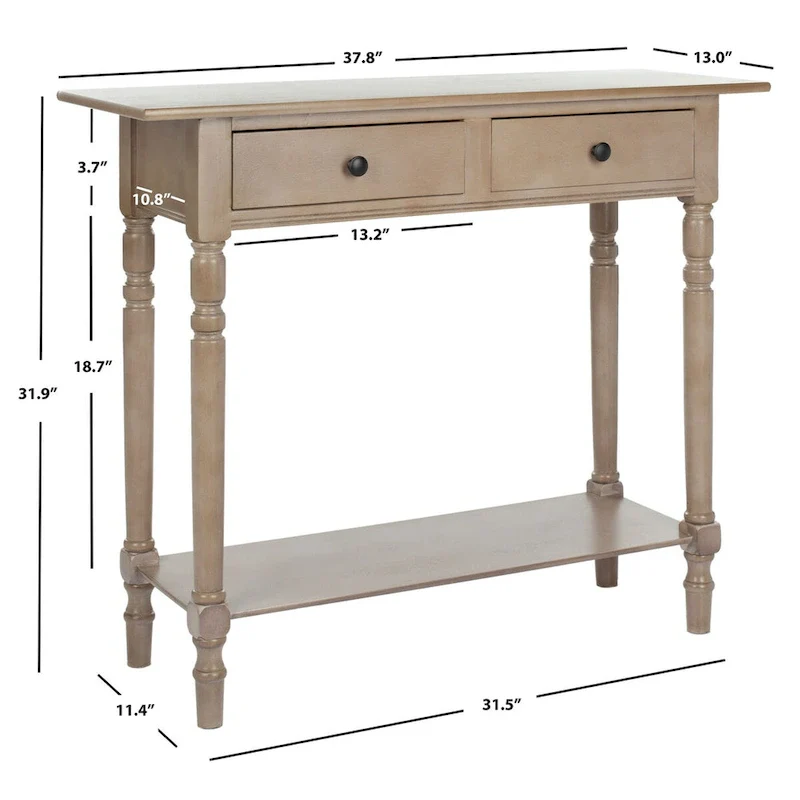 Arvilla Grey 2-Drawer Console Table - 37.8 x 13 x 31.9 - 38Wx13Dx32H