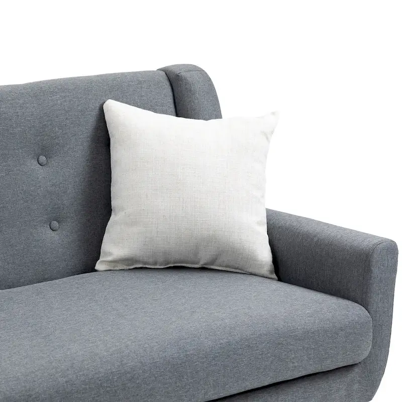 Modern Curved 63  Button Tufted Upholstered Loveseat with 2 Pillows