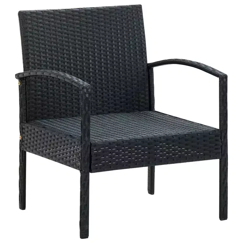 vidaXL Patio Chair Patio Dining Chair for Deck Garden with Cushion Poly Rattan