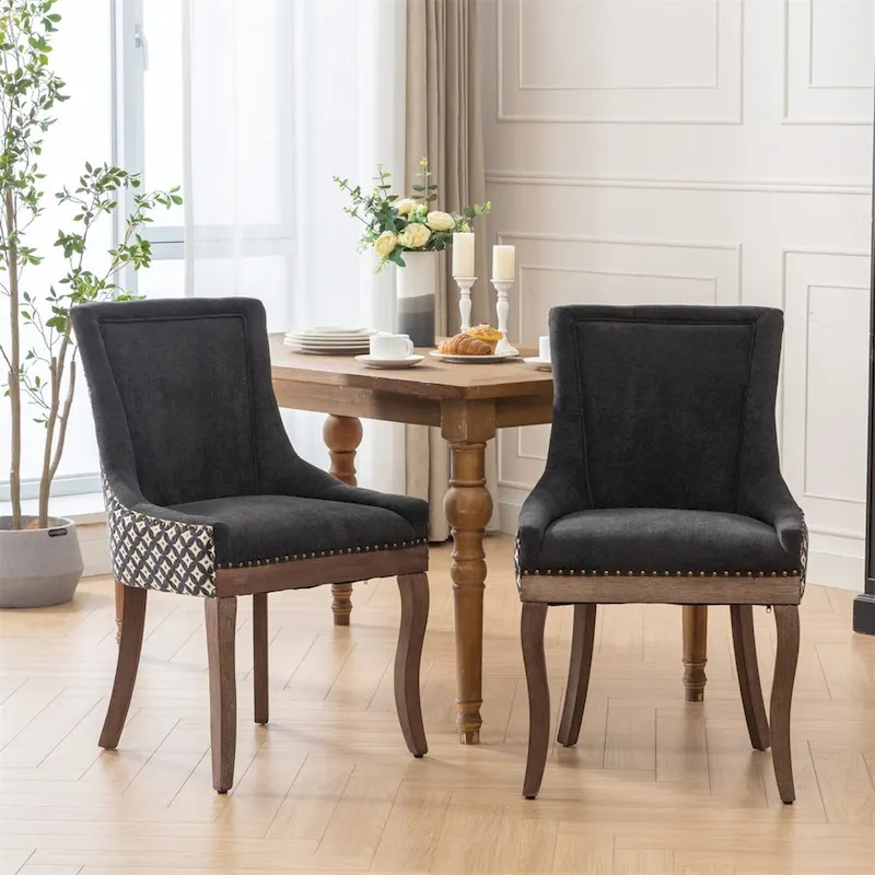 Ultra Side Dining Chair,Thickened Fabric Chairs w/Solid Wood Legs,2PCS
