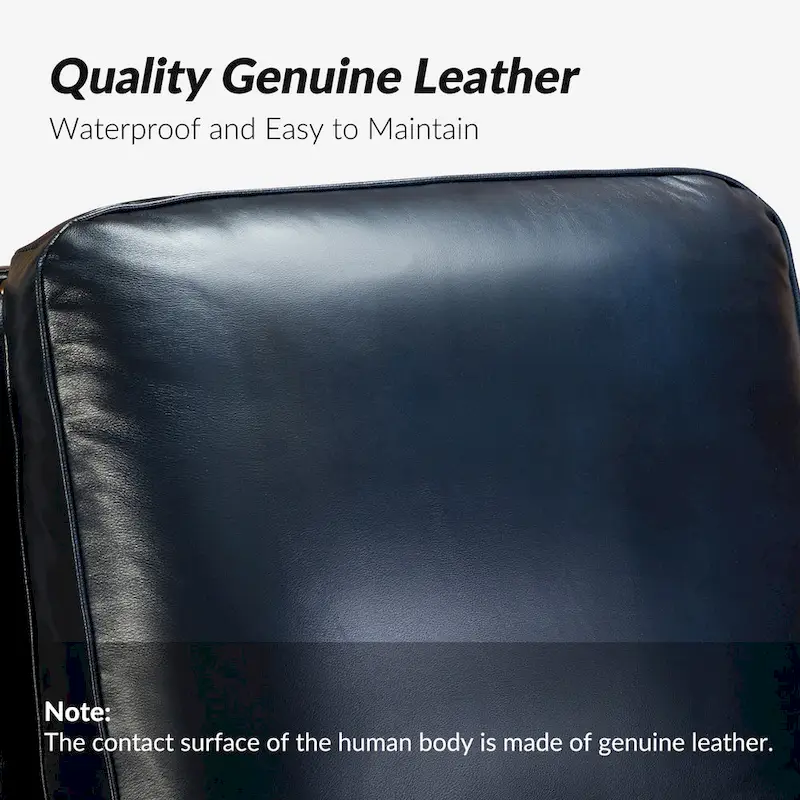 Mid-century Modern Genuine Leather Recliner with Nailhead Trim Set of 2