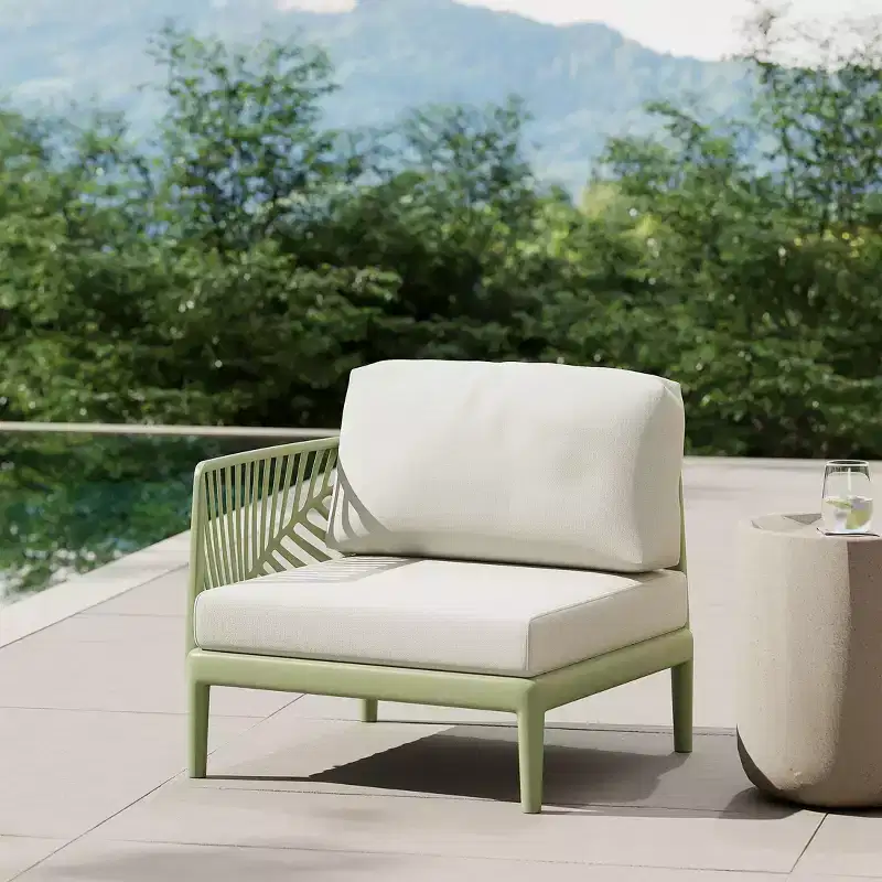 WestinTrends Playa Modern Outdoor Polypropylene Resin Left Arm Facing Deep Seating Sectional Chair, Green