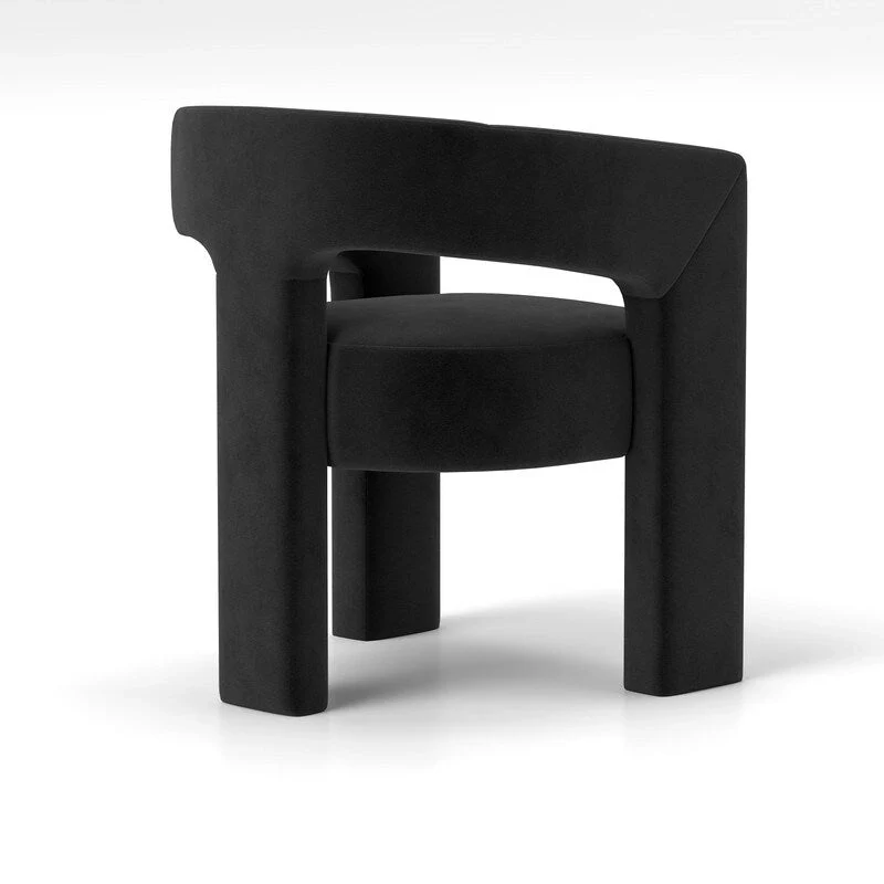 Modern Glam Velvet Upholstered Dining Chair, Open-Back Accent Chair