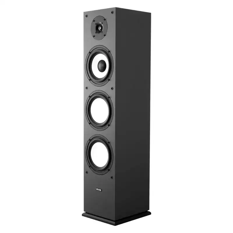 VEVOR Passive Floorstanding Speaker, 2-Way, Floor-Standing Tower Speaker with 1-Inch Tweeter, 6.5-Inch Woofer, 200W Peak, Black
