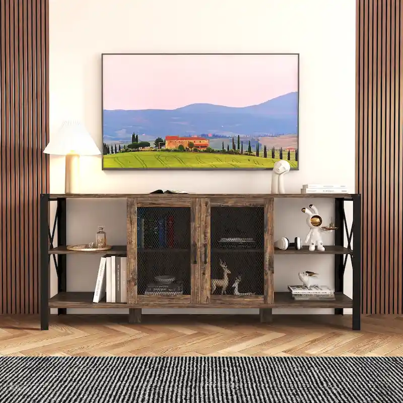 TV Stand with Open Shelves and Cabinet for TVs up to 85 Inches