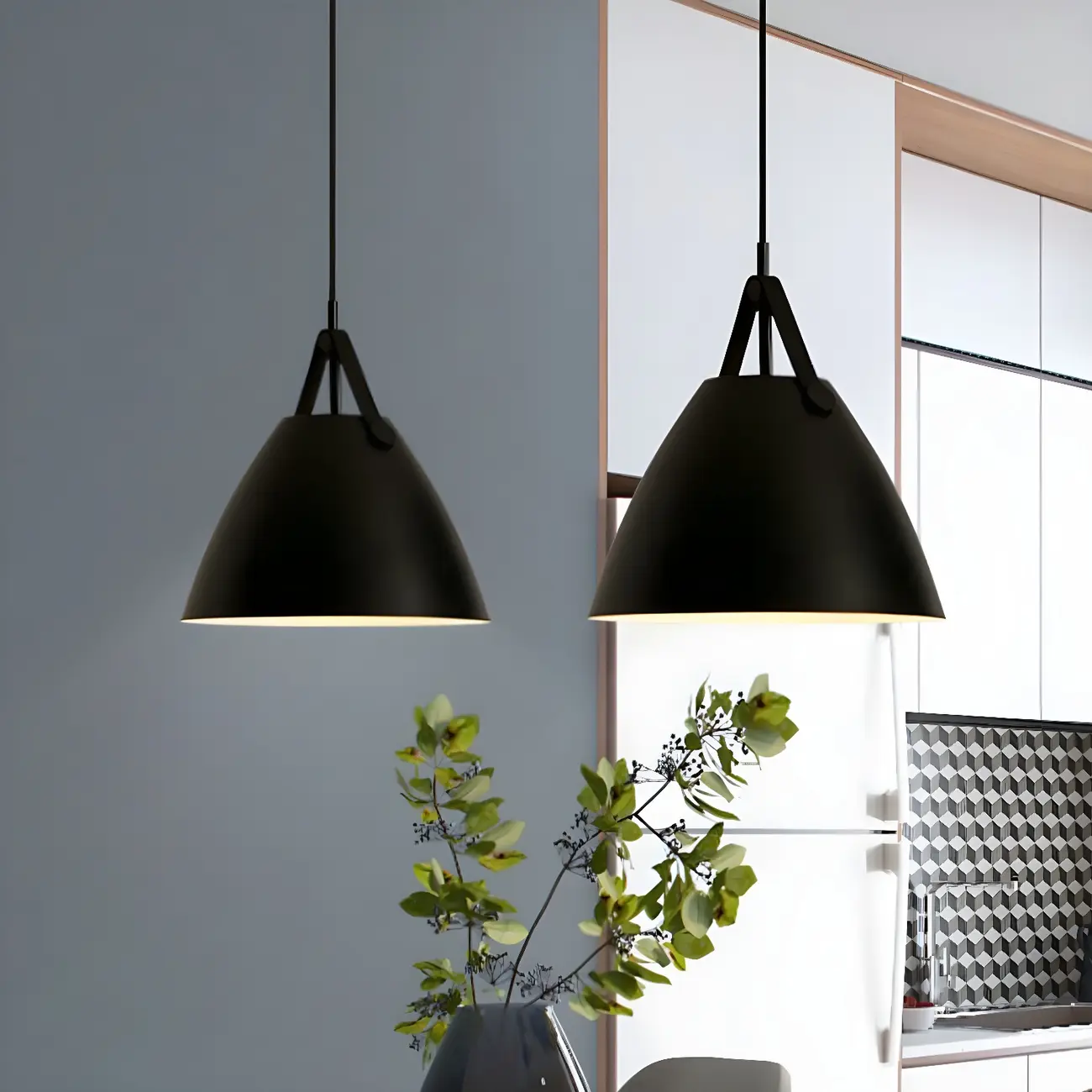 Modern Black Metal Adjustable Kitchen Island Pendant Light