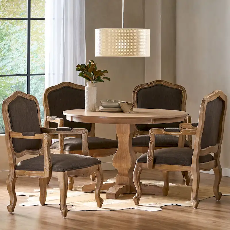 Ardyce Upholstered 5 Piece Circular Dining Set by Christopher Knight Home