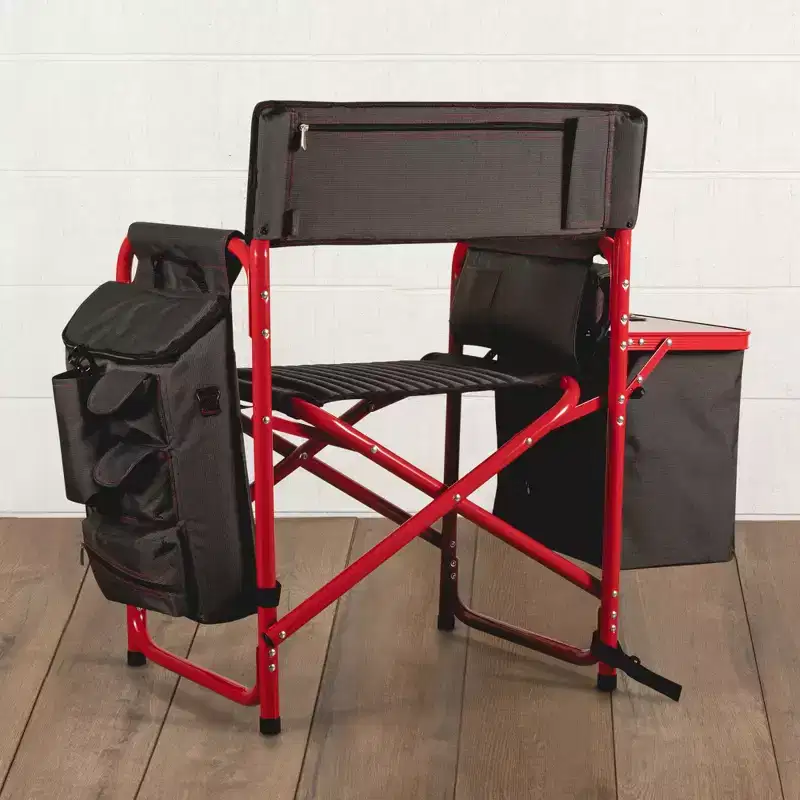 Outdoor Fusion Camping Chair with Side Table and Soft Cooler in Red