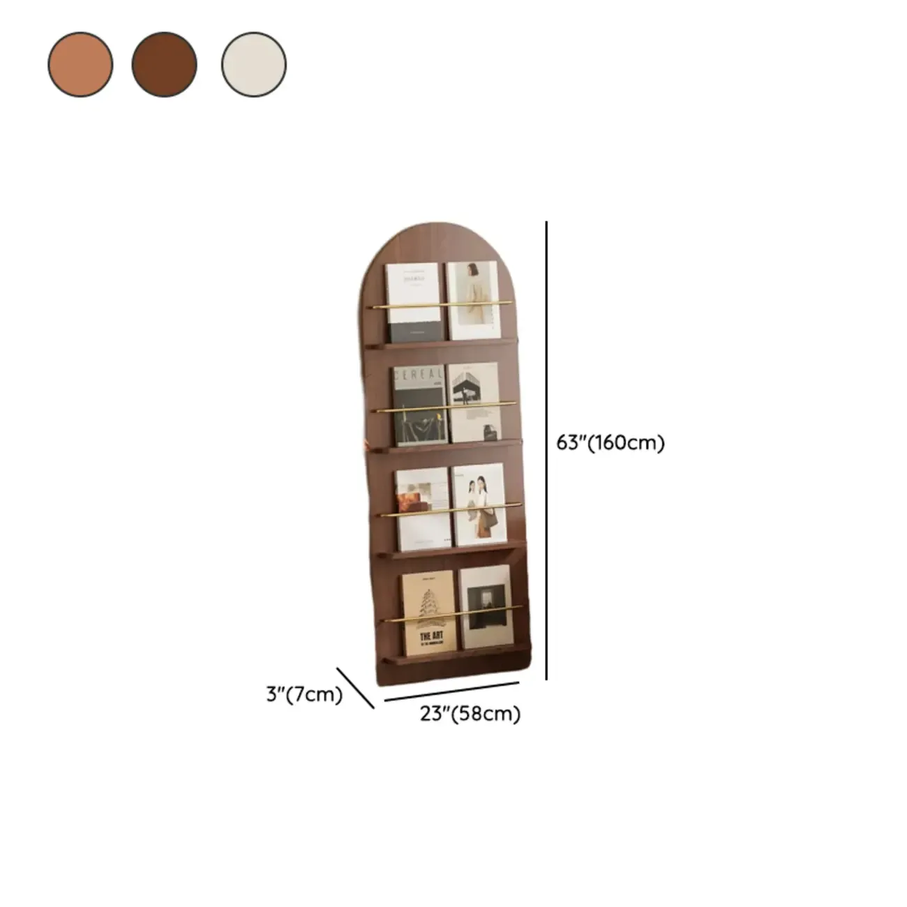 Unique Arched Closed Back Wood Wall Unit Bookcase