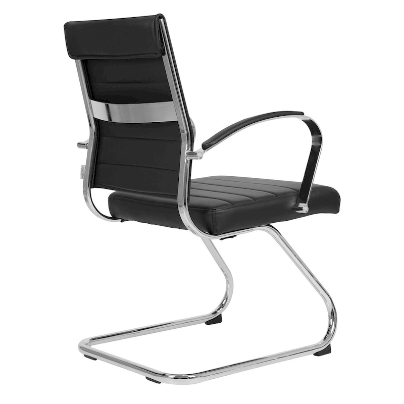Leather Office Chair with Stainless Steel Sled Base Benmar Series by LeisureMod