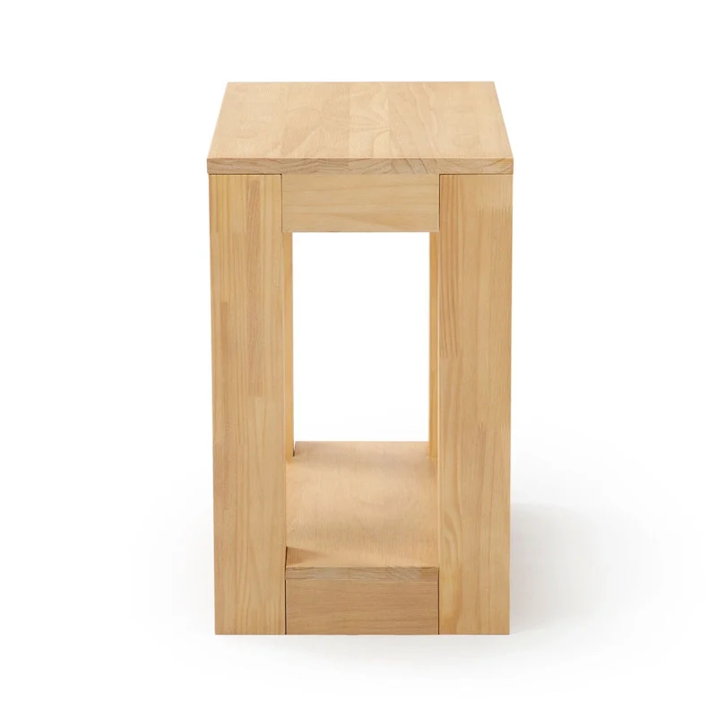Plank and Beam Modern Rectangular Side Table with Shelf