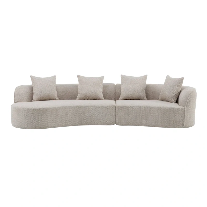 Beige Curved Sectional Sofa - 5 Seater