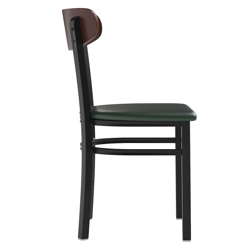 Commercial Metal Dining Chair with Wood Seat and Boomerang Back