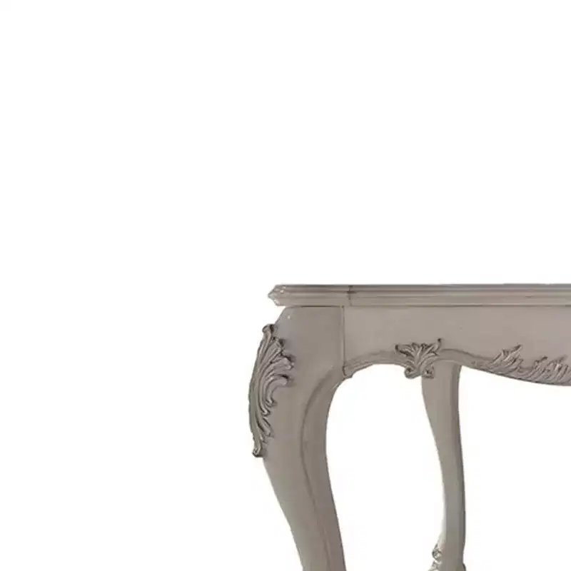 55" Dresden Dining Table Bone White Finish - Acme Furniture: Square, 8-Seater, Resin Frame
