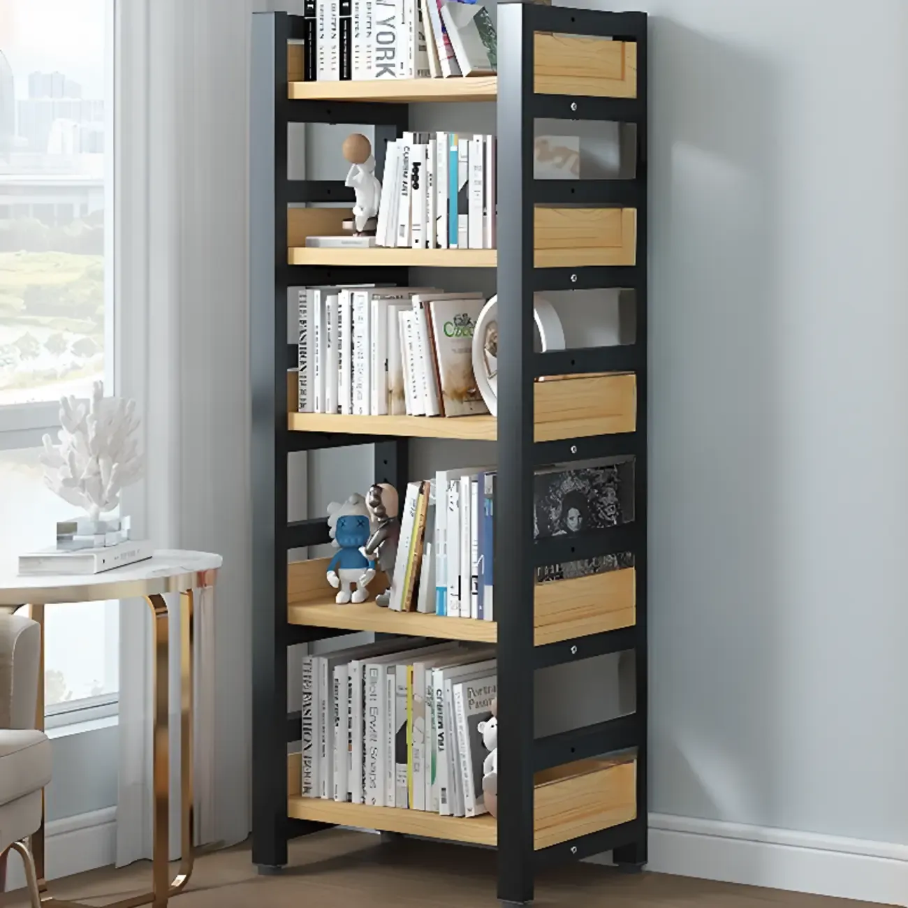 Modish Multi-Layer Open Back Wooden Tall Bookshelves